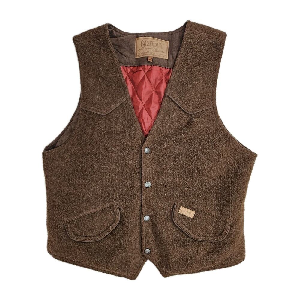 Outback Trading Company Cliffdweller Vest Men's Small Brown Fleece Tagged Large